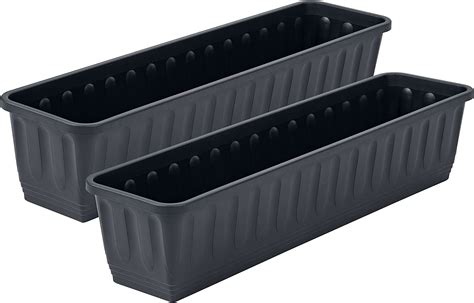 Pack Of 2 80cm Long Slate Trough Plant Pot Plastic Planter Outdoor