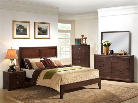 B205 Bedroom Set In Cherry Finish Wfaux Marble Top Casegoods