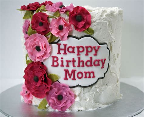 Print name on happy birthday cakes for friends, family and anyone to make birthdays special. Happy Birthday Mom cake with pink flowers - Frosted Bake Shop. | Frosted Bake Shop | Pinterest ...
