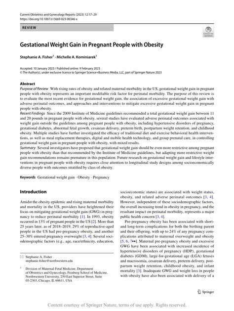 gestational weight gain in pregnant people with obesity request pdf
