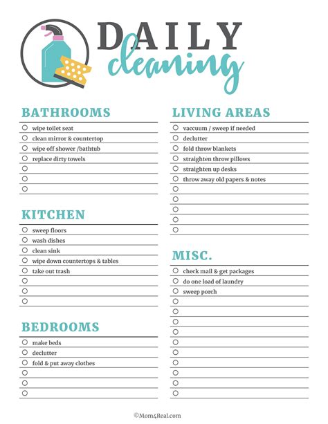 40 Printable House Cleaning Checklist Templates ᐅ Template Lab Free Printable Housework