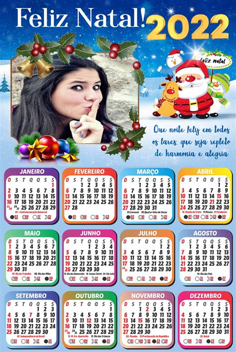 Montagem De Fotos Calendário Foto Calendario 2022 Feliz Natal E