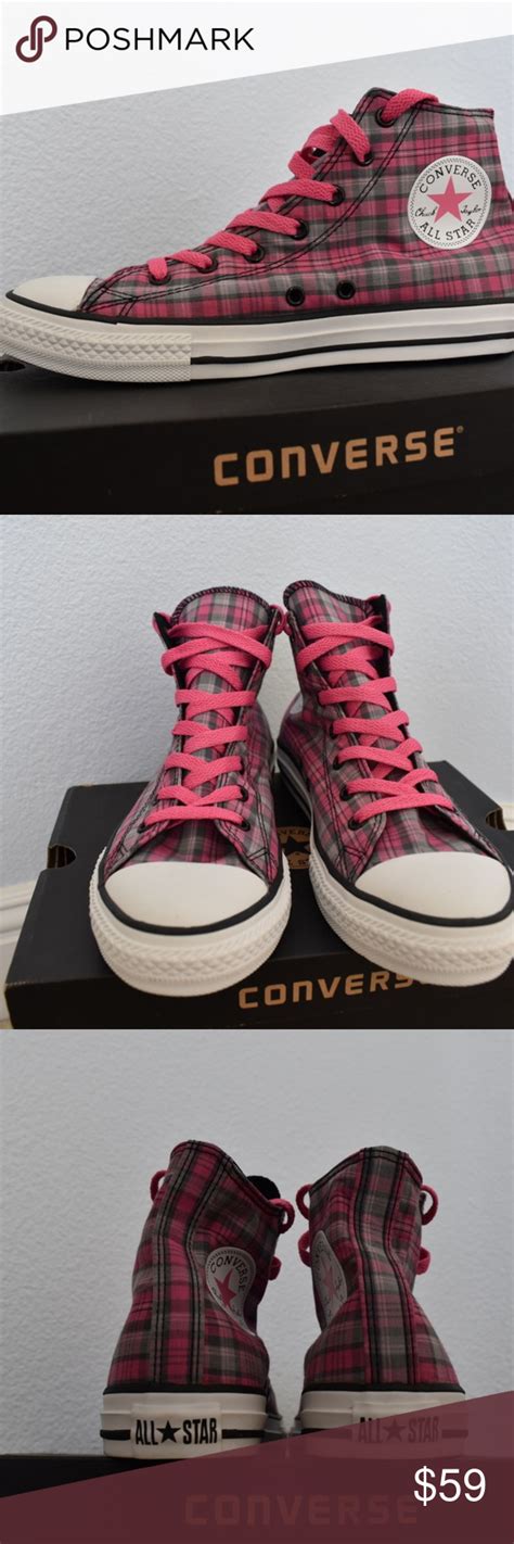 NEW Pink And Gray Plaid Converse High Top Size Brand New Pink And Gray Plaid Details Pink