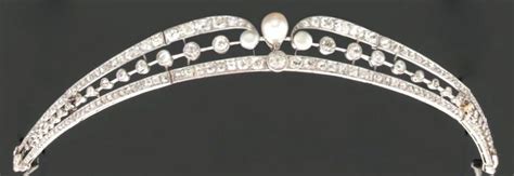 Antique Bandeau Tiara Ca 1910 Pearls Diamonds Platinum