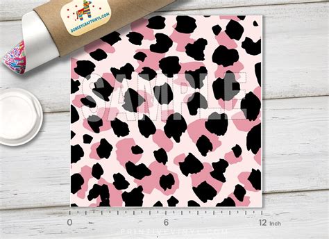 Patterned Vinyl Pink Leopard Printed Htv Iron On Adhesive Etsy