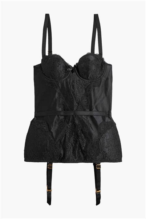 Agent Provocateur Andee Lace Paneled Satin Bustier In Black Lyst