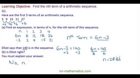 Finding The Nth Term From A Linear Sequence Youtube