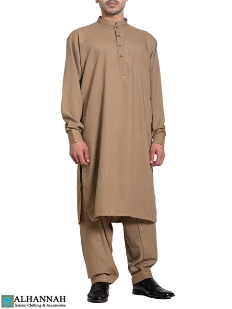 Mens Pakistani Style Salwar Kameez Tan Me926 Alhannah Islamic Clothing