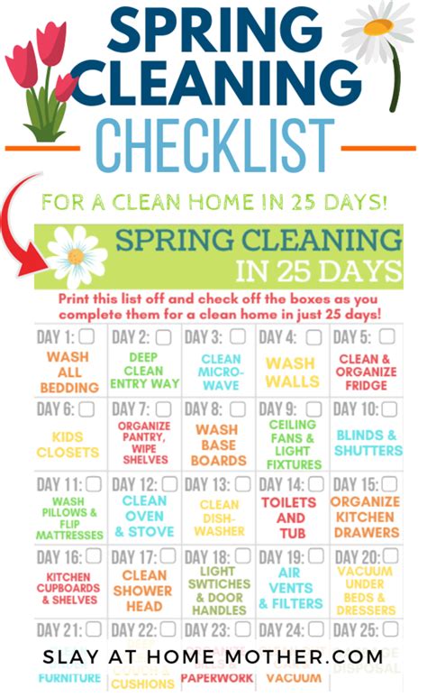Spring Cleaning Checklist Spring Cleaning Checklists Printable Parade