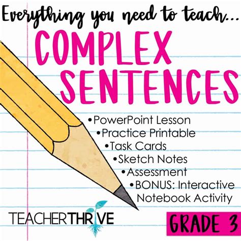 Third Grade Grammar Complex Sentences • Teacher Thrive