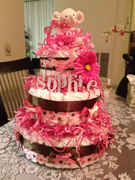 Pink Its A Girl Diaper Cake Baby Shower Cakes Shower Cakes Diaper