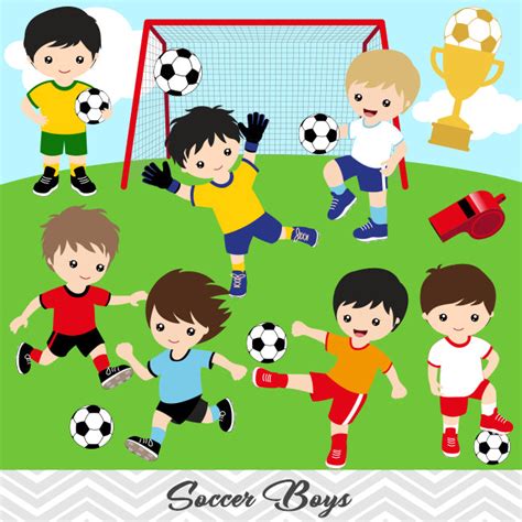 Boys Soccer Digital Clip Art Sport Boys Soccer Team Clipart Tracy