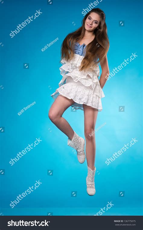 Joyful Young Teen Girl White Lace Stock Photo 136775075 Shutterstock