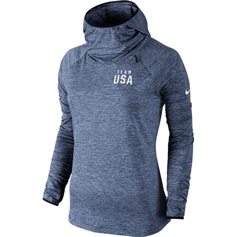 Nike Team Usa Womens Navy Heathered Element Pullover Hoodie