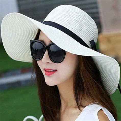 Round Top Raffia Wide Brim Straw Hats Summer Sun Hats For Women With