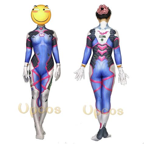 Newest Dva Costume 3d Print Classic Dva Skin Suit Halloween Cosplay Dva Zentai Catsuit Custom D