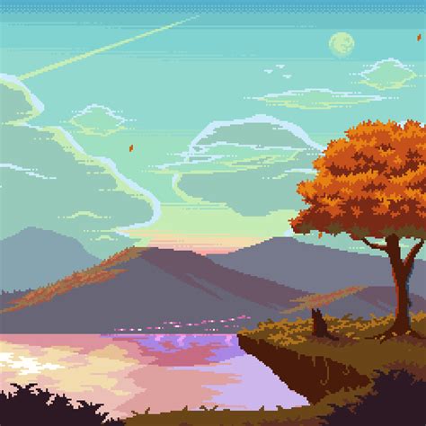 River Pixel Art Wallpaper