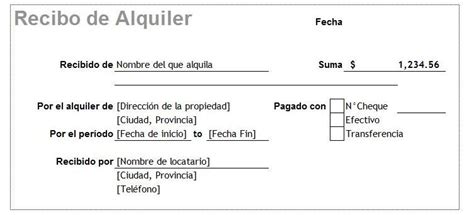 Recibo De Pago Por Alquiler Planillaexcel Descarga Plantillas De