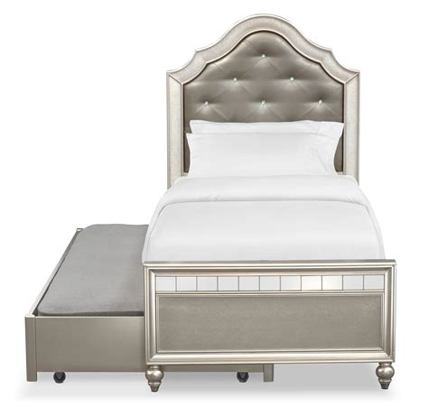 It can be placed in the living room as a sofa, and the below combination bed can be pulled out into2. Serena Twin Bed with Twin Trundle - Platinum | Value City ...