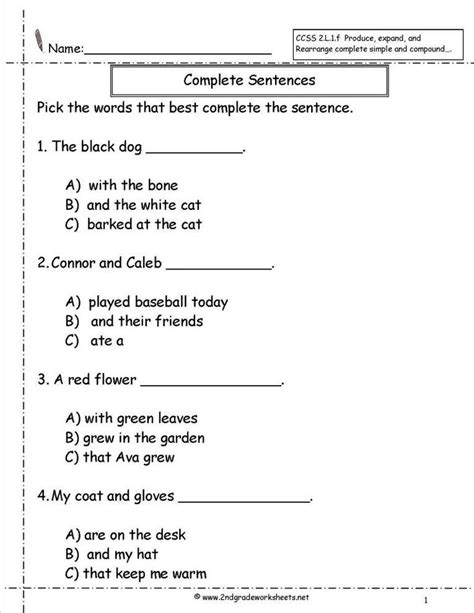 8 1st Grade Sentence Worksheet Writing Sentences Worksheets Complex