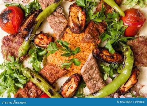 turkish traditional mixed kebab plate with adana and chicken kebabs stock image image of adana