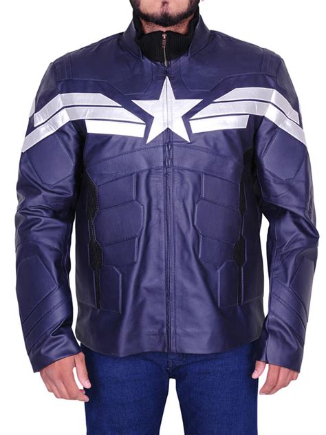 Captain America Chris Evans Winter Soldier Leather Jacket Blue