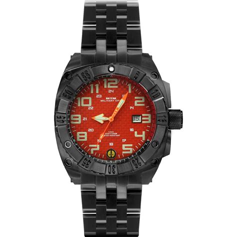 mtm special ops mens black warrior orange dial titanium watch watches military shop the