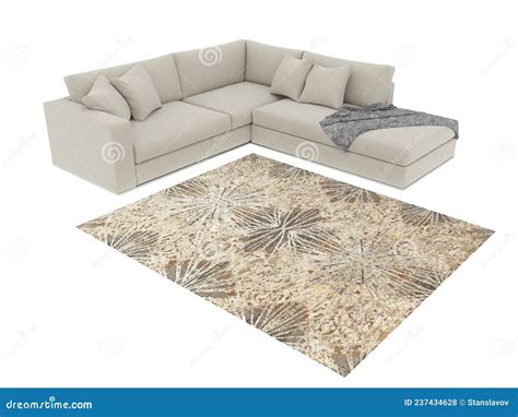 Sofa With Carpet With Selection Paths In Photoshop Stock Illustration
