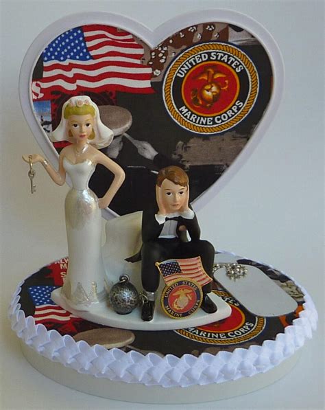 Wedding Cake Topper Us Marine Corps Themed Usmc Ball And Etsy