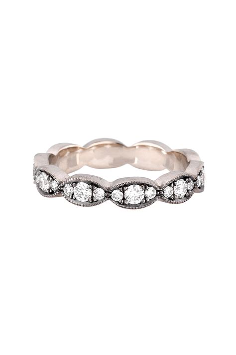 sylva and cie 18k white gold diamond moval stackable band