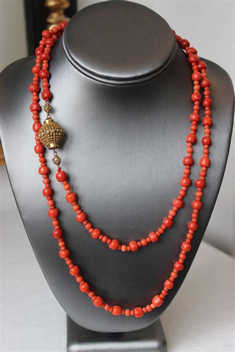63gr Antique Natural Coral Necklace Undyed Beads Dutch Gold Etsy