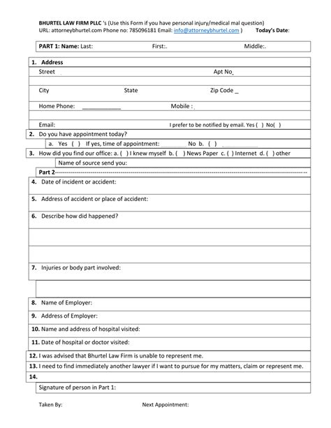 Personal Injury Form Bhurtel Law Firm Fill Out Sign Online And