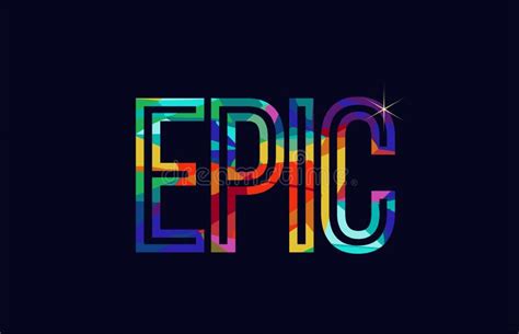 Epic Word Typography Design In Rainbow Colors Logo Stock Vector