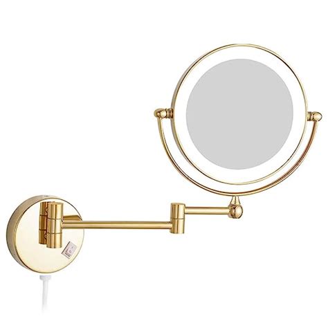 gurun 8 5 inch led lighted wall mount makeup mirrors with 7x magnification gold