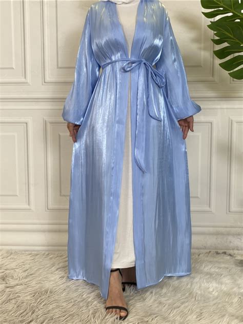 abaya pour femmes kimono arabe en soie en satin manches bouffantes dubaï turquie hijab