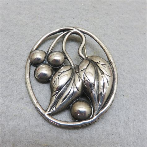 1940s Vintage Sterling Silver Berry And Leaf Brooch Etsy