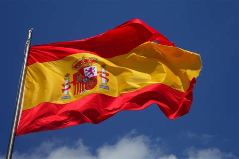 Spain Flag Fluttering Blue Sky Windeurope