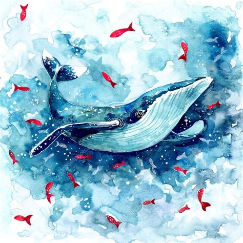 Whale Illustration Watercolor Whale Whale Art