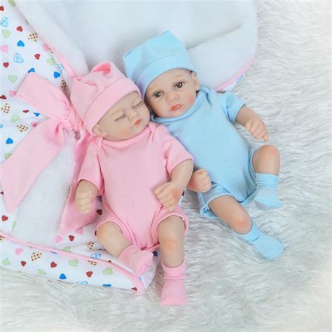 10 Inch Full Silicone Baby Reborn Doll Blanket Twins 26cm Dolls Reborn