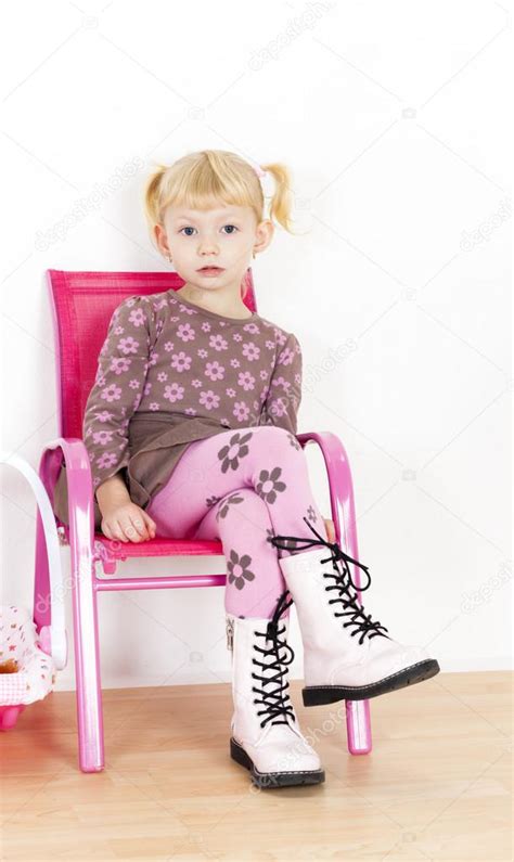 Little Girl Sitting On Chair Stock Photo By ©phbcz 62265853