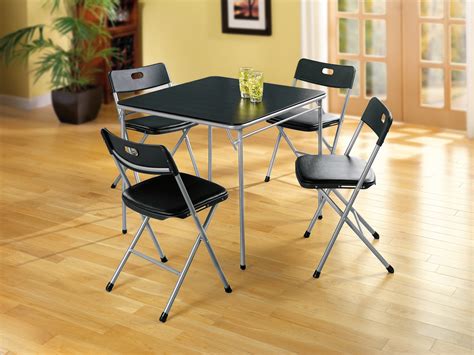 Folding Card Table Set 5 Piece Chair Comfort Portability And Storage