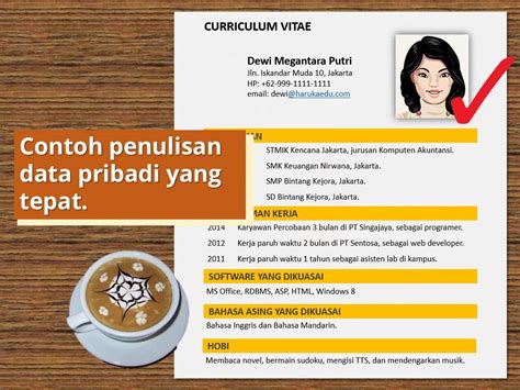 Biasanya semakin menarik sebuah cv akan semakin besar peluang pencari kerja untuk direkrut perusahaan. Contoh Cv Bahasa Inggris Kreatif - ben jobs