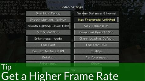 Tip Get A Higher Frame Rate In Minecraft Youtube