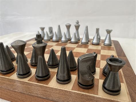 Contemporary Modern Chess Set Gray And Silver Chessbaron Chess Sets
