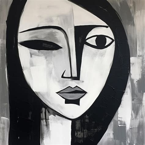 Premium Ai Image Woman Black And White Face Portrait Painting Art