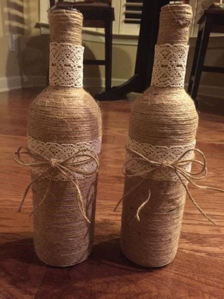 Moonlight And Rust Twine Wrapped Wine Bottles