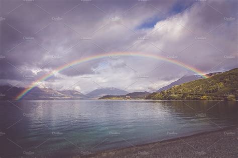 Rainbow Over Lake ~ Nature Photos ~ Creative Market