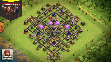 To prevent the lalloon attacking strategy air defenses are placed in the inner part of the base, because of this lava hound will seperate far away from group of balloons and balloons are distracted by other. BASE COC TERBAIK 2017 ANTI 3 BINTANG: Base TH 9 terkuat 2017