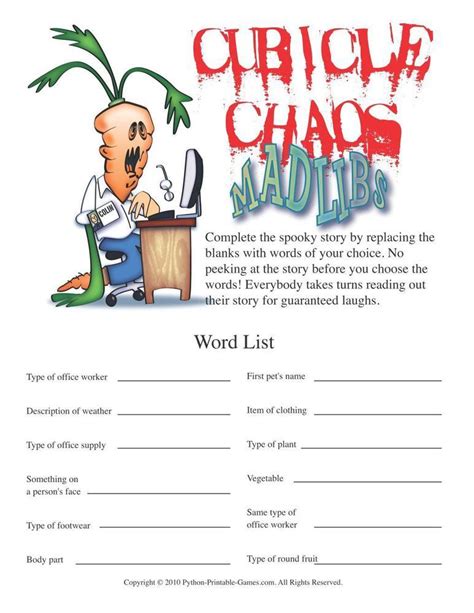 Games For The Office Cubicle Chaos Mad Libs 695 Kids
