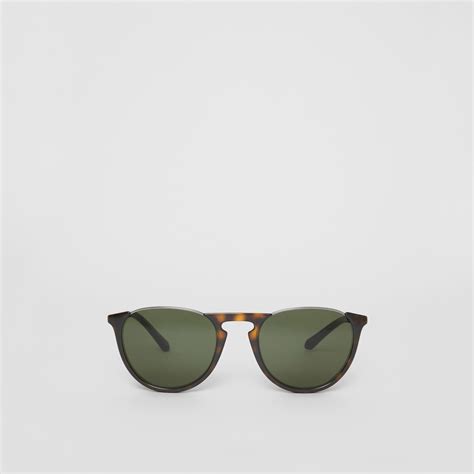 keyhole pilot round frame sunglasses in tortoise shell men burberry united states